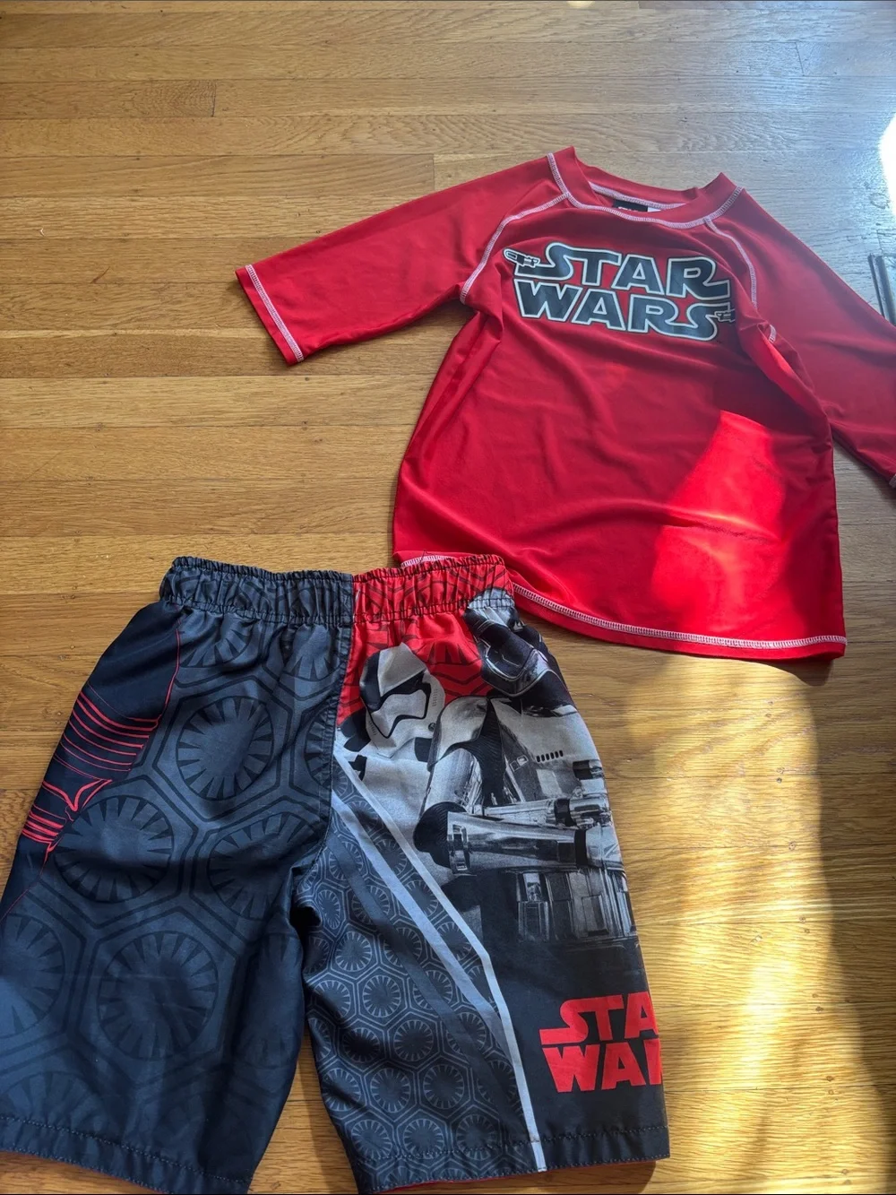 Star Wars Kids Red and Black Rash Guard Swim Set- medium